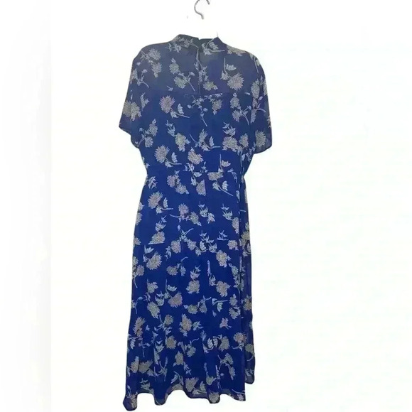 Lulus Royal Blue New NWOT Floral Print Midi Dress Size XL - Picture 2 of 5